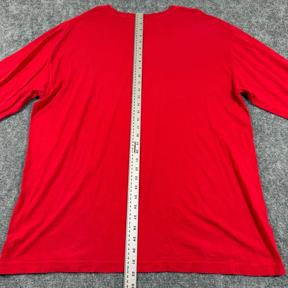 Vintage T-Shirt Adidas XL Red Long Sleeve Graphic Logo Cotton Flaw‎ Men's